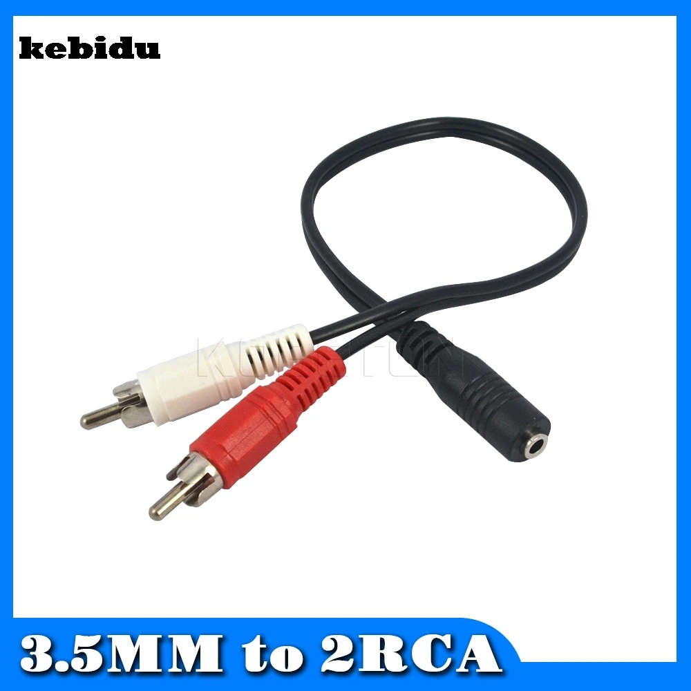 

kebidu 1PC Promotion 3.5mm Stereo Audio For Female Jack To Standard 2 RCA Male Socket Headphone 3.5 Y Adapter Cable