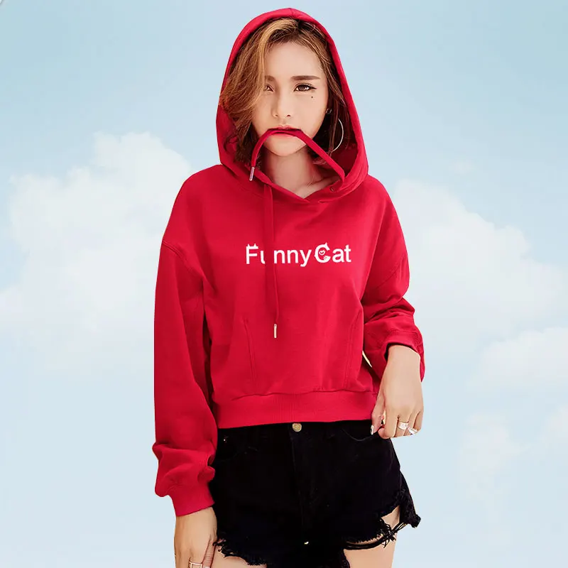 Spring Hoodie Womens Short Sweatshirt Autumn Casual Letter Print Sweatshirts Pullovers Women Hoodies Cotton Full G176 | Женская одежда