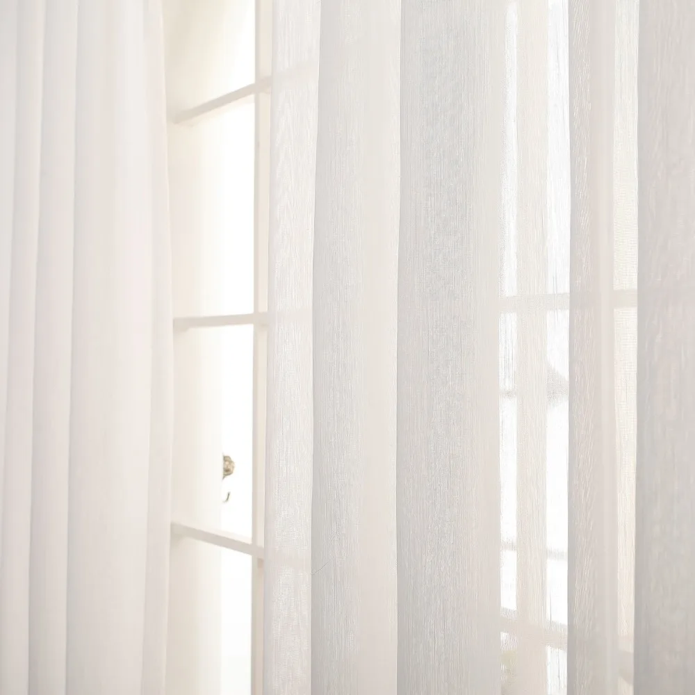 

DSinterior white beige color tulle sheer curtain for bedroom or living room window