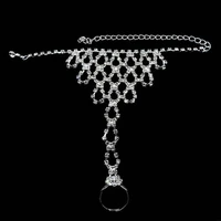 fashion rhinestone bangle chain link finger ring women chain dancing gloves bracelet jewelry gifts