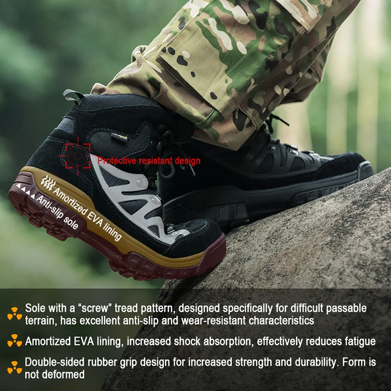 FREE SOLDIER Outdoor Sports Tactical Men Boots,Hiking Shoes For Mountain,Shoes For Camping,Climbing Imported Leather