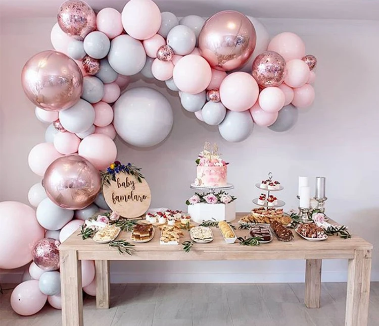 323 шт воздушные шары-гирлянды Комплект Макарон Арка с воздушными шарами с двойным мягкие "-18" Розово-серый из розового золота шарики для день рождения Свадебная вечеринка Декор