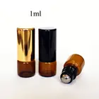 50 шт.лот 1 мл флакон из янтарного стекла в рулоне, тонкая стеклянная бутылка для эфирного масла с металлическим роликовым шариком, стеклянные флаконы для ароматерапии
