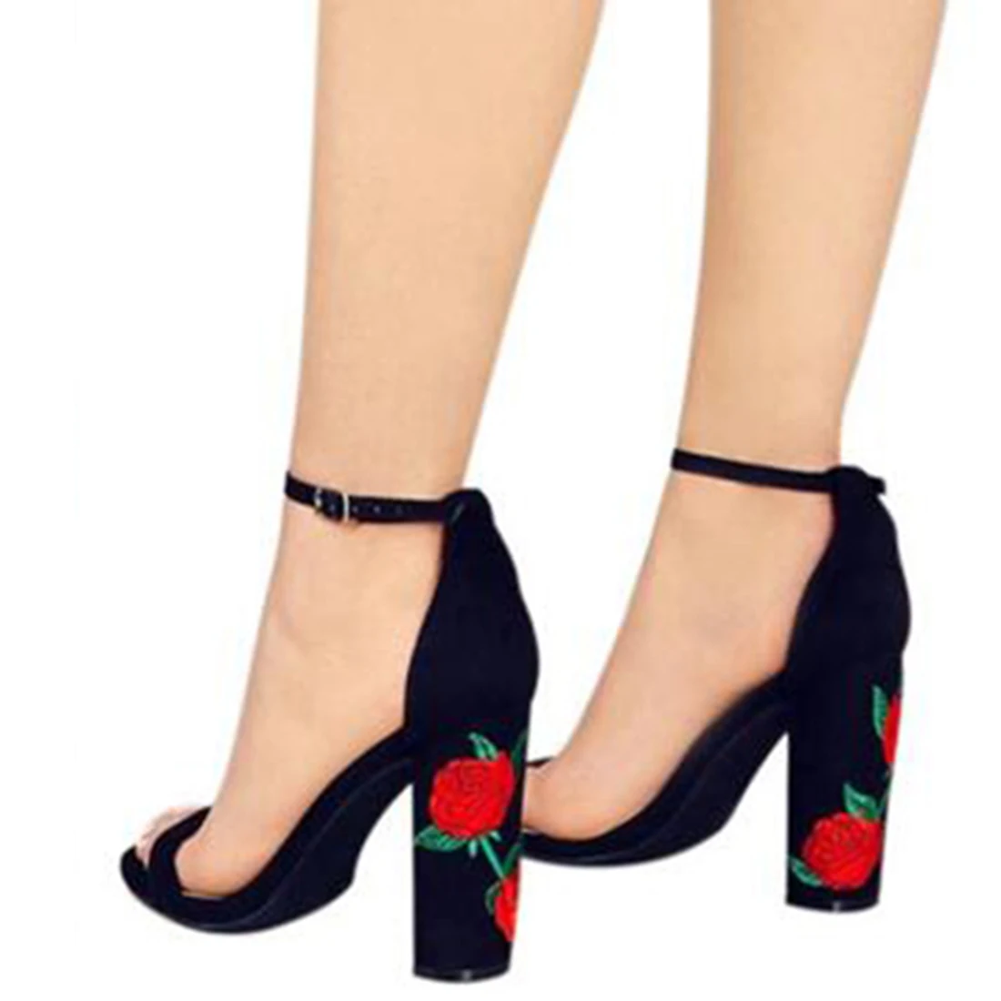 Брендовые женские туфли на высоком каблуке с цветочной розой модные вышивкой
