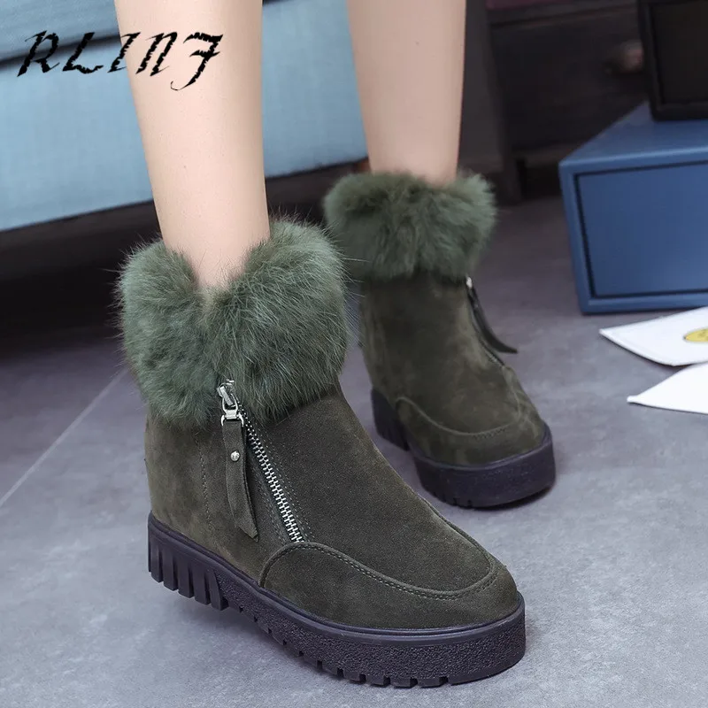 RLINF/популярные женские ботинки теплые зимние ботильоны на меху со шнуровкой