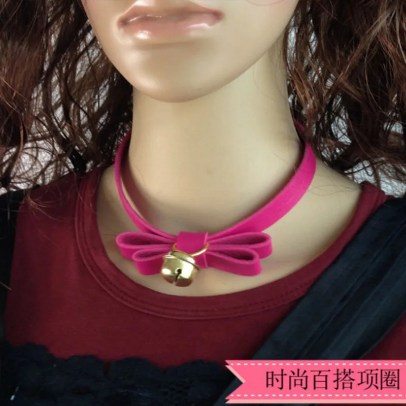 Панк кожаный бант колокольчик Подвеска колье для женщин Funky Chockers воротник collares колье ras du cou CR104