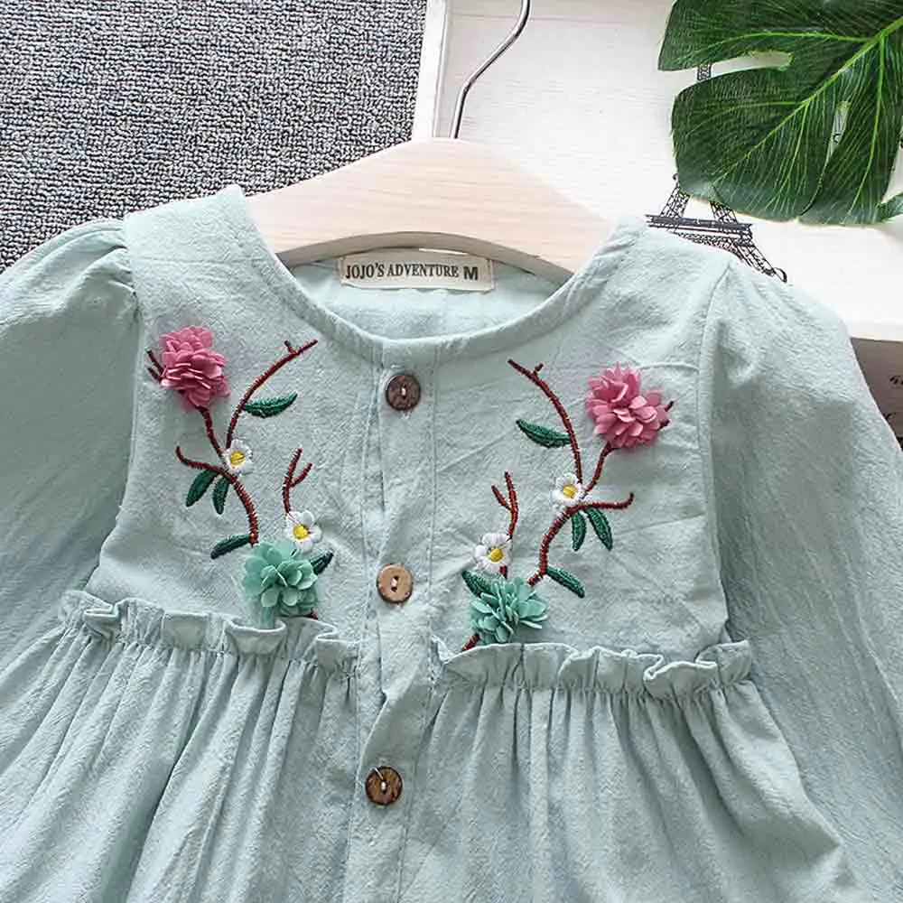 Платье для малышей платье с длинными рукавами и бантом маленьких девочек