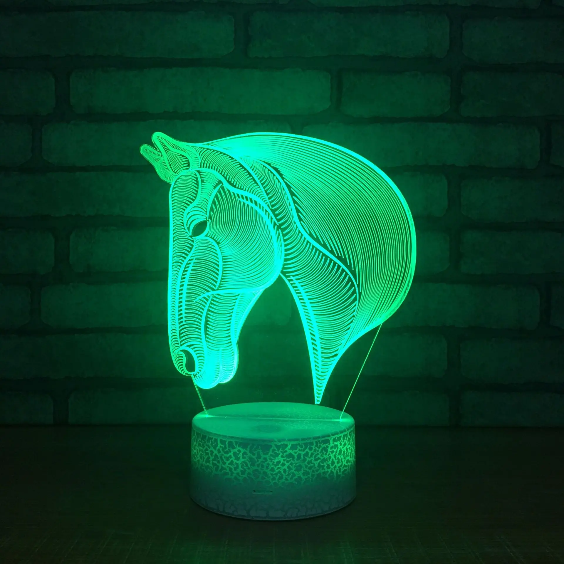 Светодиодная 3D лампа Конская головка Настольная 3d Ночная индивидуальный белый