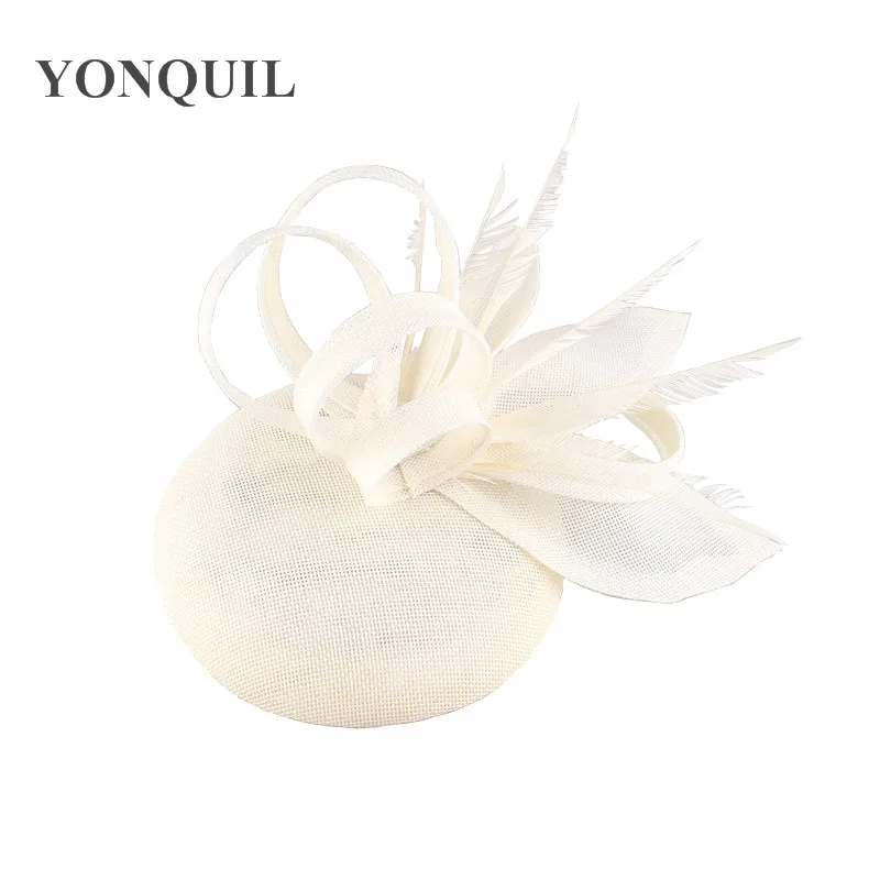 Женская вуалетка с перьями элегантная белая шляпка из искусственного льна