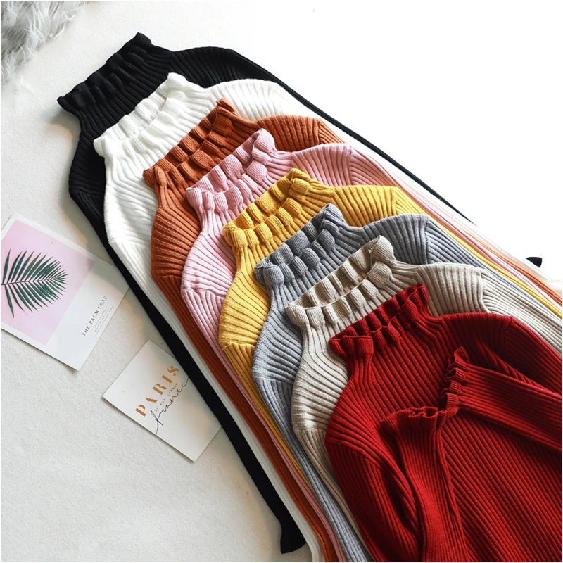 2018 с плиссированным воротником осень зима свитера пуловеры Для женщин длинным