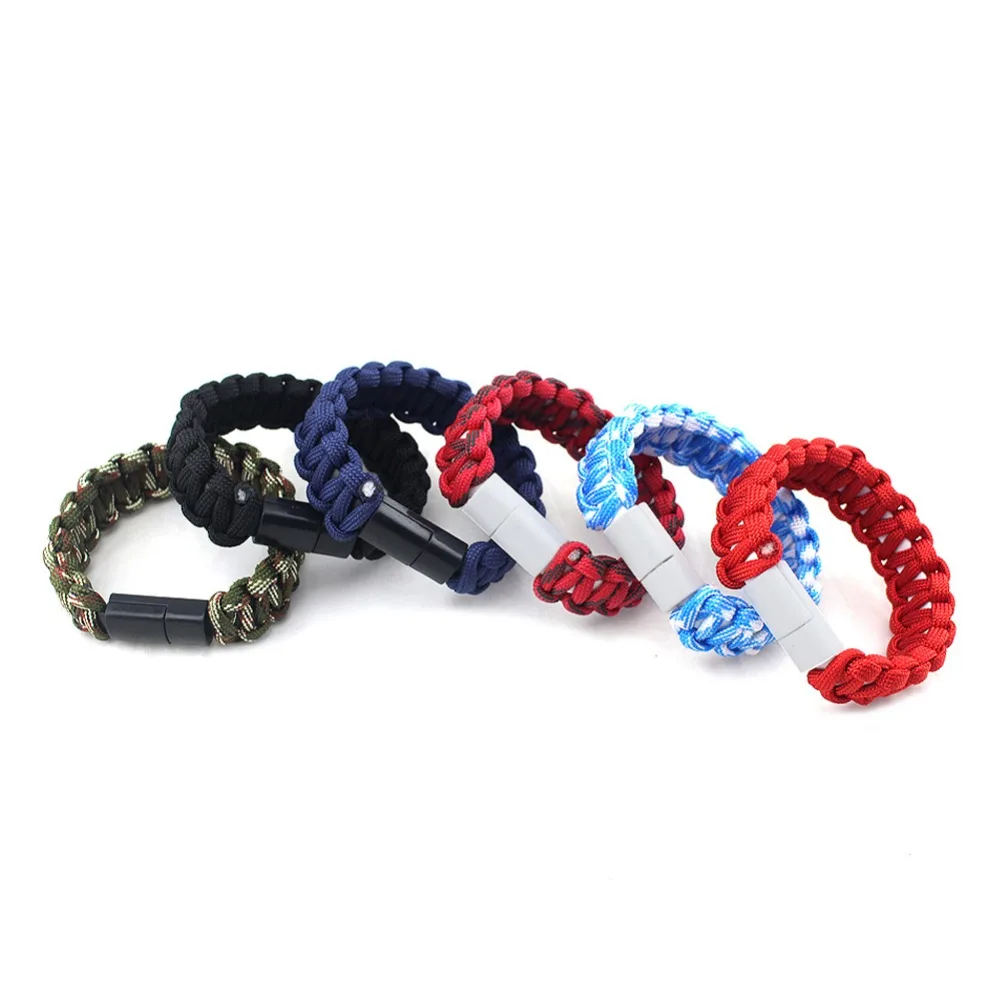 Umbrella Rope Bracelet For Samsung Xiaomi Android USB Data Cable Charger Multifunction Bracelets Bangles | Украшения и аксессуары