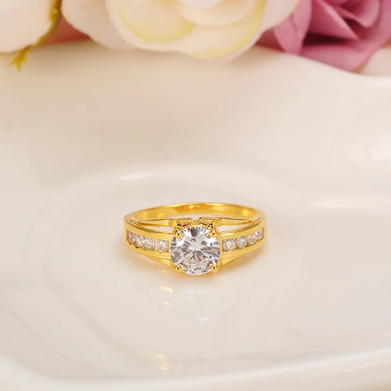 

Bangrui Rounds Cubic Zirconia Paved Engagement Rings Sets Gold Color Crystal Wedding Jewelry For Women