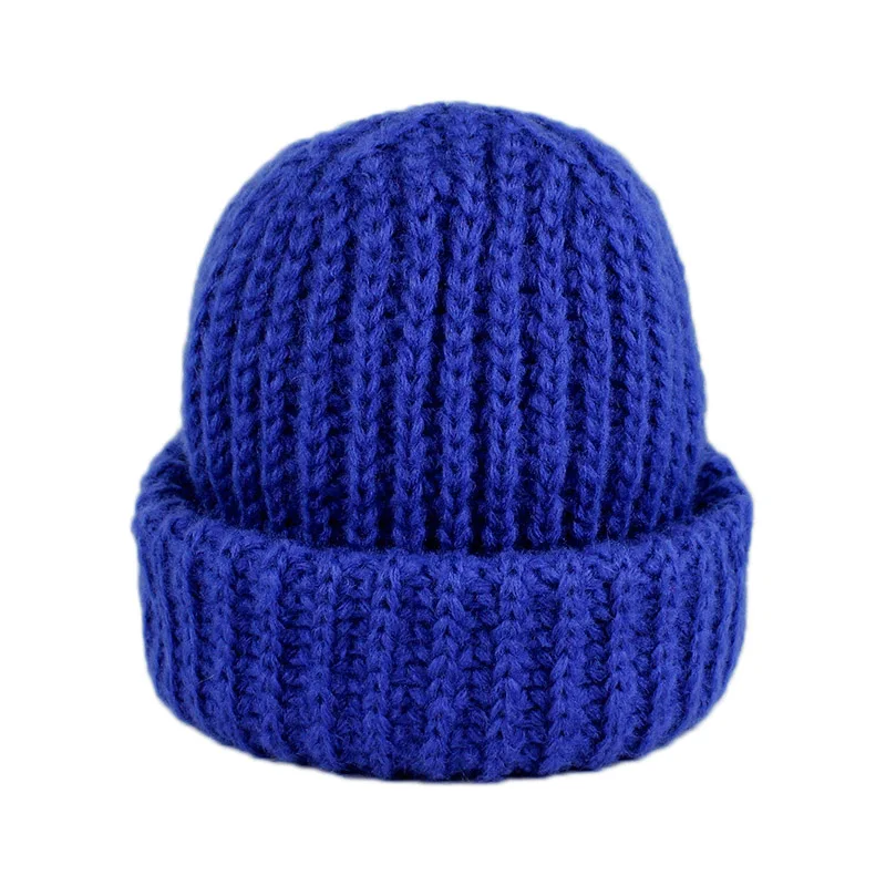 Blue beanies cap Одноцветные шапочки, мужские зимние теплые вязаные шапки, женские лыжные шапочки, модные лыжные шапочки, 6 цветов, Gorro Invierno Hombre YY17269 - Цвет: Blue beanies cap