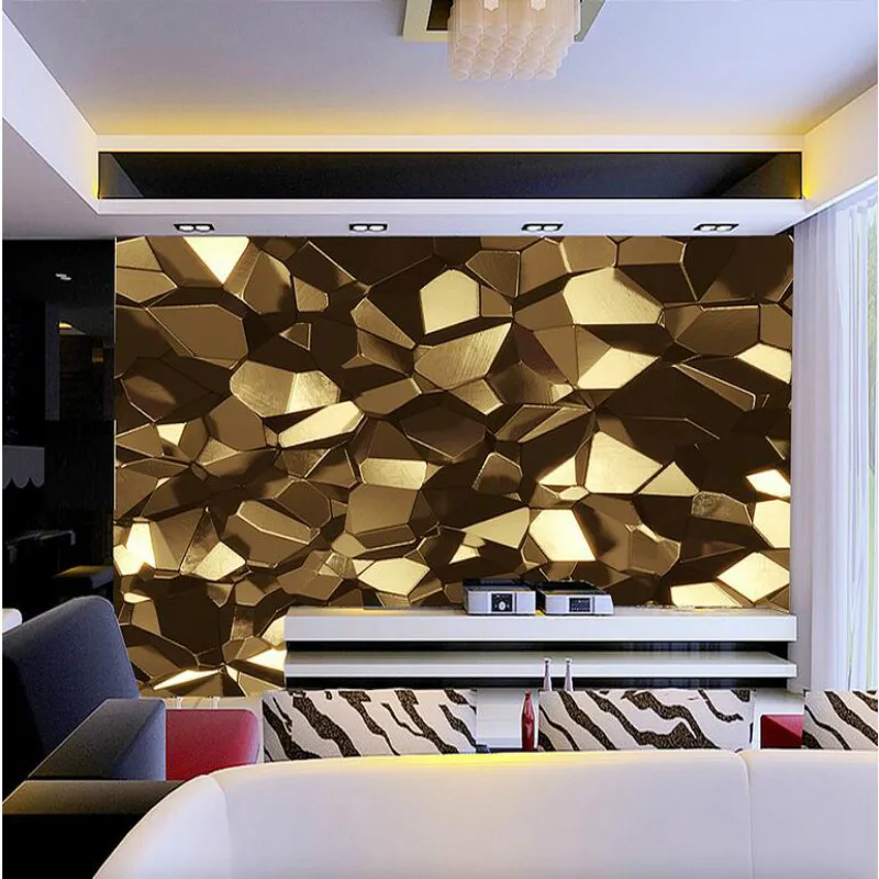 Золотая многоугольная 3D настенная бумага для стен 3d ТВ фон роспись s украшение