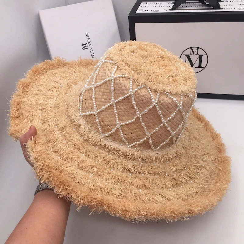 Летняя женская обувь больших новые карнизы жемчуг Лафит с плоским верхом женские