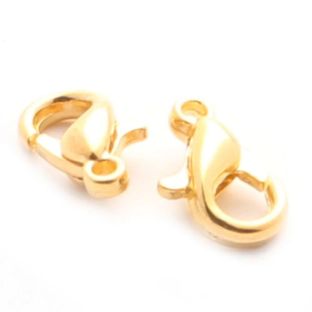 Hot Sale 100pcs/lot 10mm Gold/Rhodium/Silver Plated Alloy Lobster Clasp Hooks For Necklace&ampBracelet Jewelry Making Finding DIY |