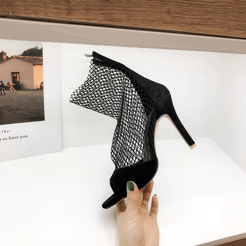ASILETO размер 44 45 летние сапоги женские с открытым носком сетчатые Ботильоны на