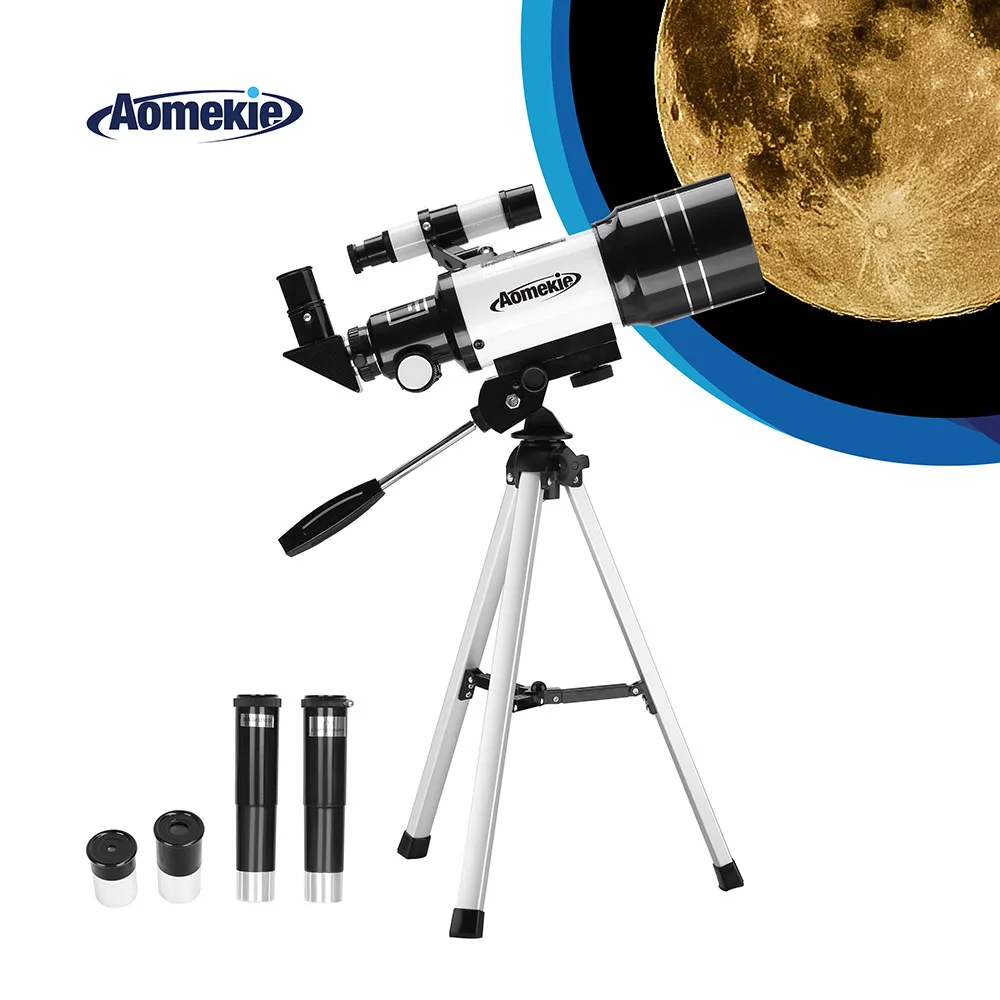 

AOMEKIE Telescope 70mm Lens with Compact Tripod Finderscope for Beginner Scenery Moon Watching HD 15-140X Monocular Kids Gift