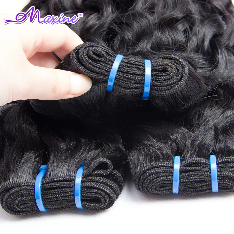 Малайзии Девы Волос 3 связки С Закрытие Фронтальная Волна Воды Кружева Пучками