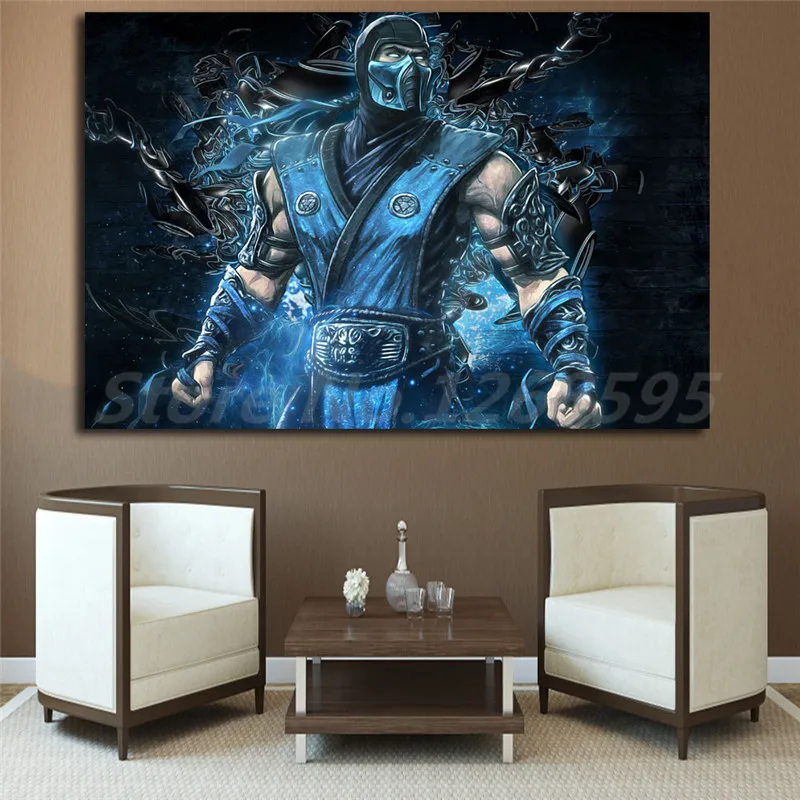 Mortal Kombat игра Sub истребитель Зеро HD Холст Плакаты печать настенная живопись