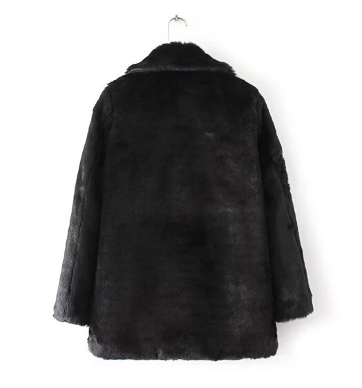 Зима Женщина Черный Длинный Волосатая Shaggy Искусственного Меха Пальто Новый