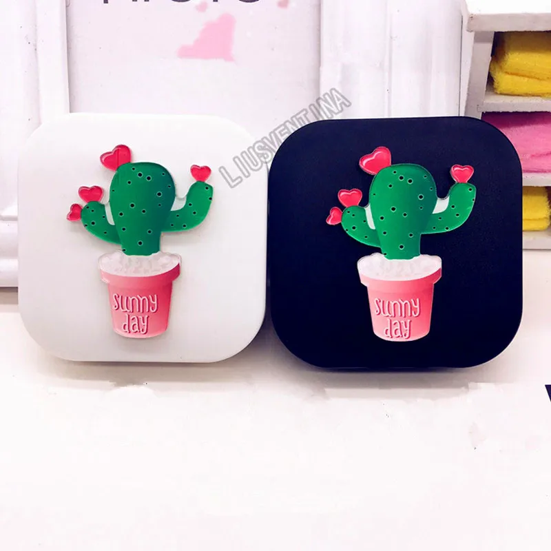 LIUSVENTINA DIY акриловый милый горшок кактус солнечный день футляр для контактных линз