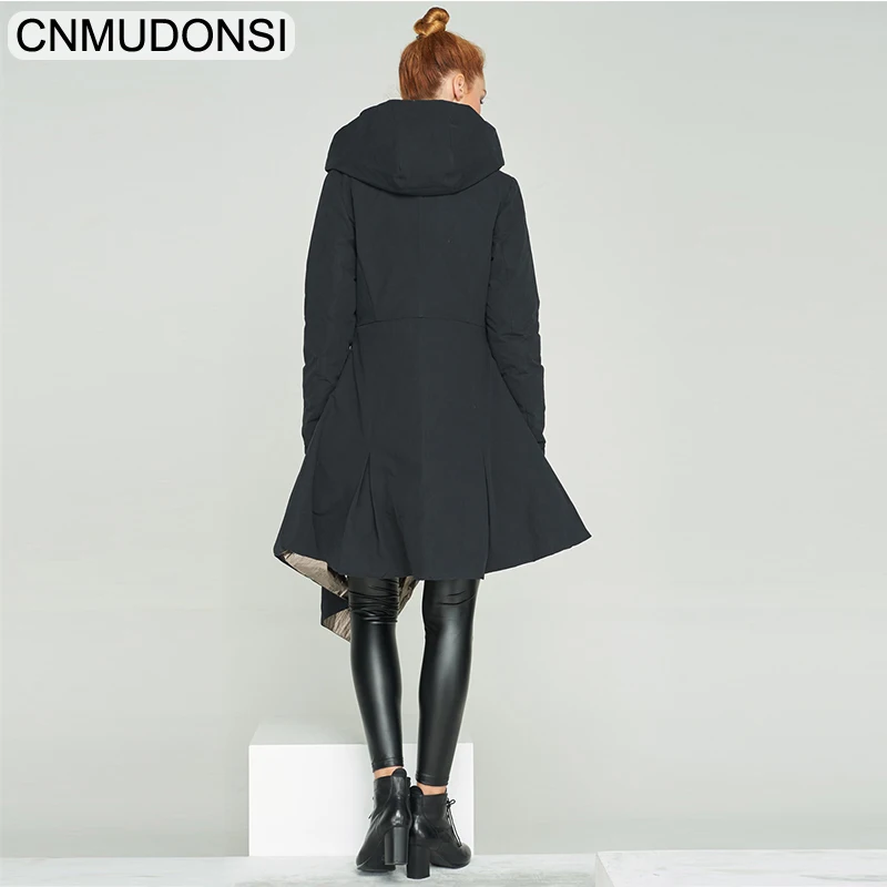 2018 модные женские туфли с капюшоном длинный пуховик пальто парка в европейском и