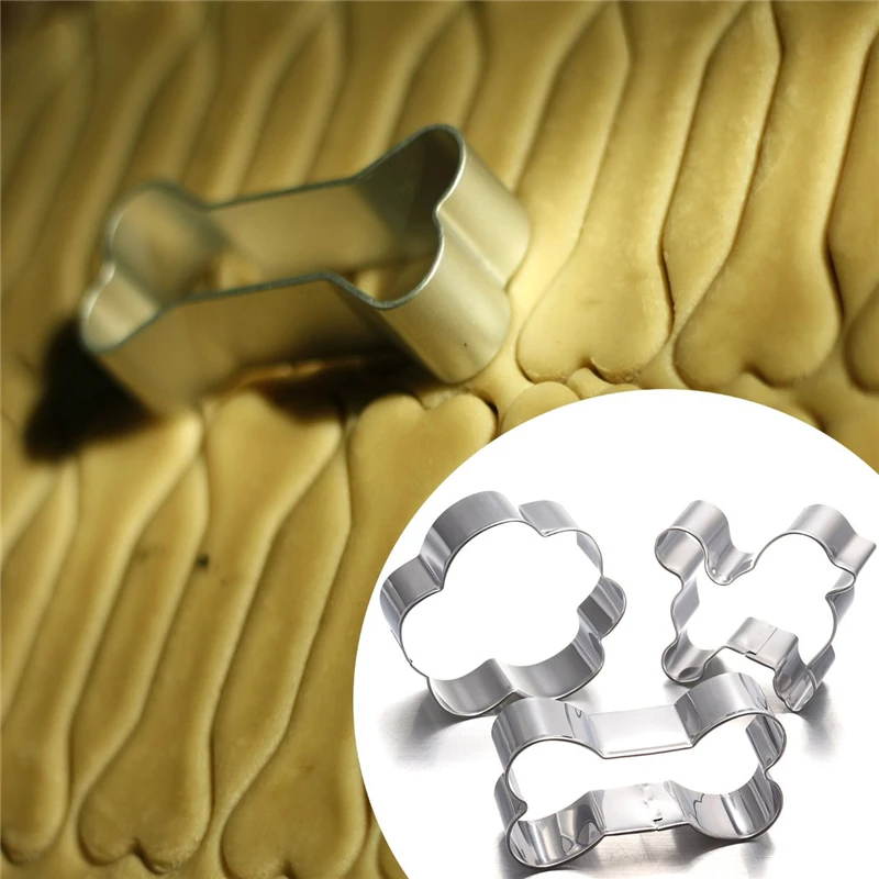 Aomily 3 Size Dog Paw Bone Cookie Cutter Cake Footprint Shape Decorating Fondant Cut Tool Cookies Muffin Molds Kitchen | Дом и сад