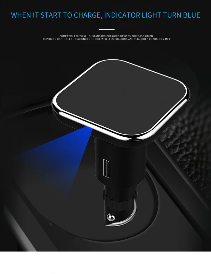 Fimilef QC3 Smart прикуривателя автомобиля Зарядное устройство Универсальная навигация для мобильного телефона Магнитный держатель Беспроводной зарядки