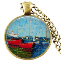 claude monet vintage boat necklace boat pendant monet red boat pendant monet jewelryimpressionist jewelry