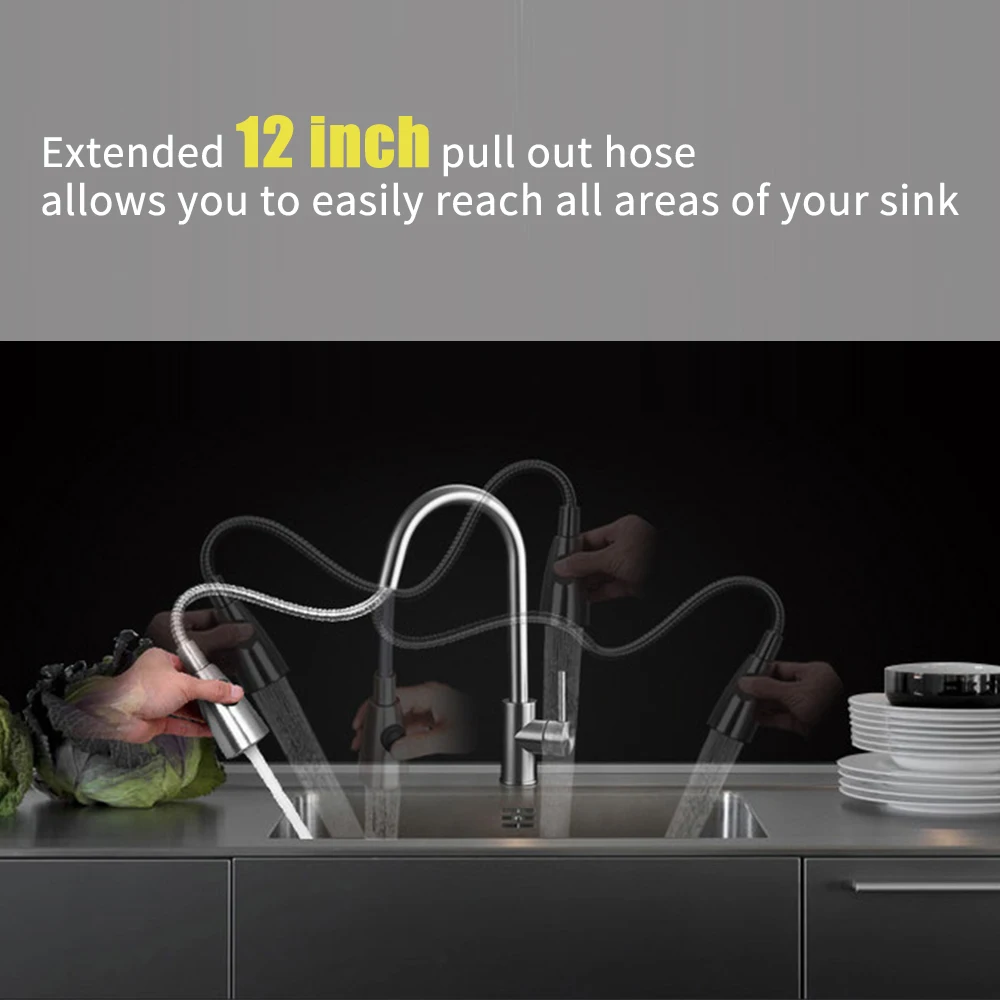Выдвижной Смеситель Из Матового никеля с поворотом на 360 градусов|Смесители для