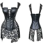 Сексуальные кожаные корсеты, юбка на шнуровке, ажурные корсеты, черные корсеты из искусственной кожи, Корректирующее бюстье, женское платье-корсет в стиле стимпанк