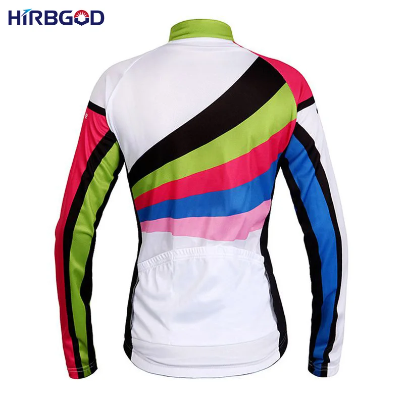 HIRBGOD 2016 женщины радуга pro велоспорт длинным рукавом велосипед джерси рубашка