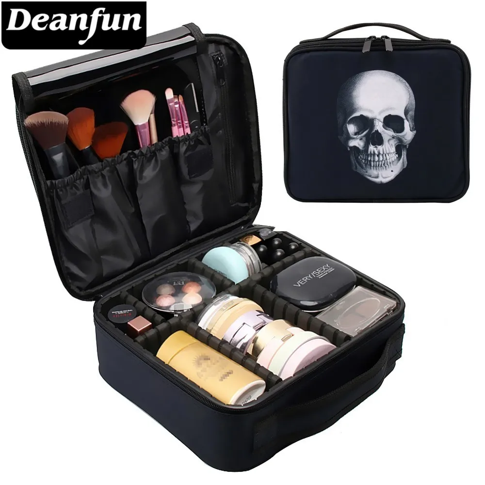 Deanfun чехол для макияжа с черепом портативная косметичка черный s регулируемыми