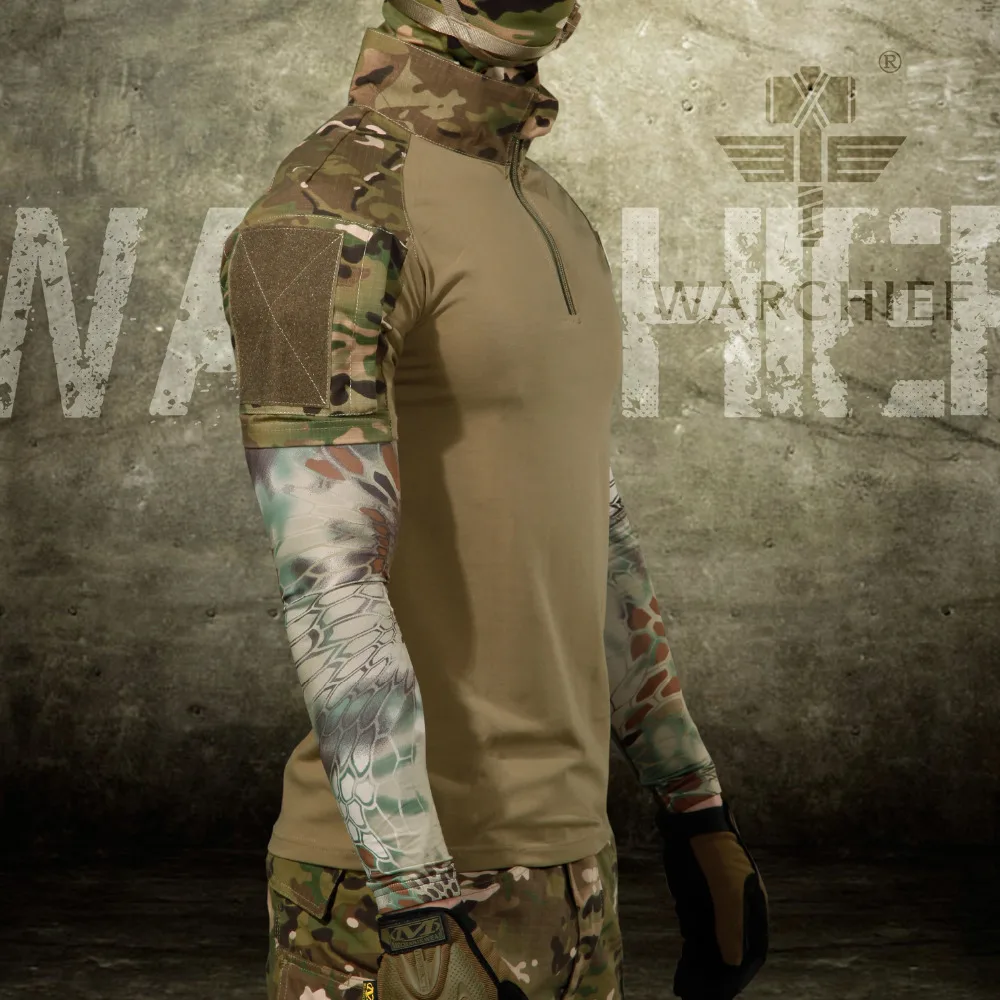 Мужские камуфляжные футболки армейские тактические военные мужские с длинным