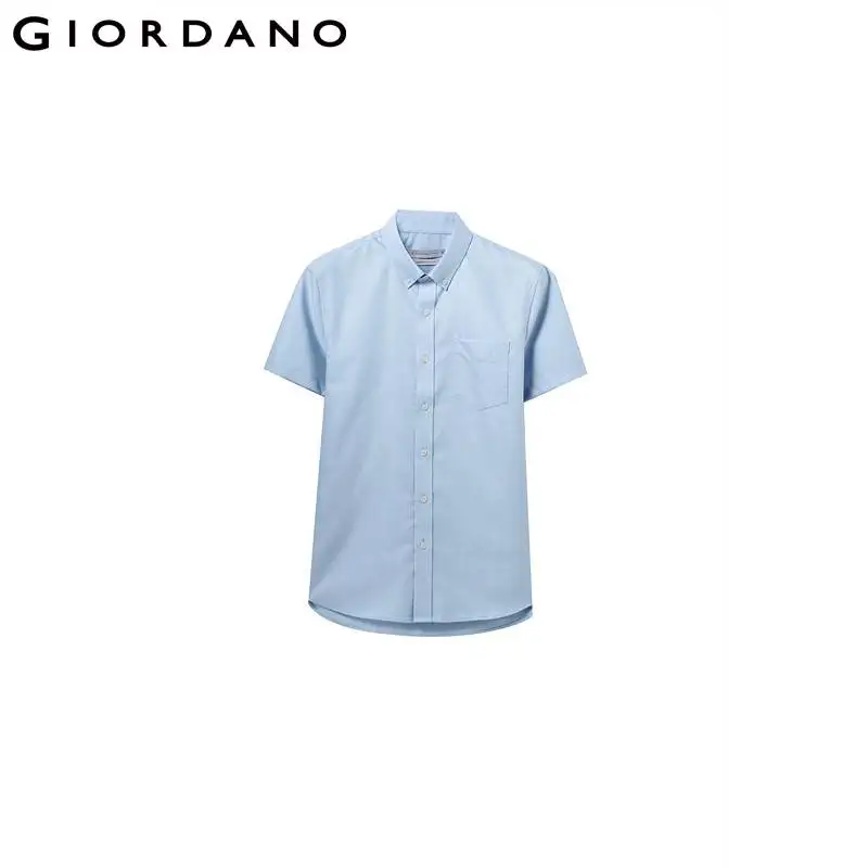 Giordano мужская рубашка Оксфорд спиннинг с короткими рукавами из натурального