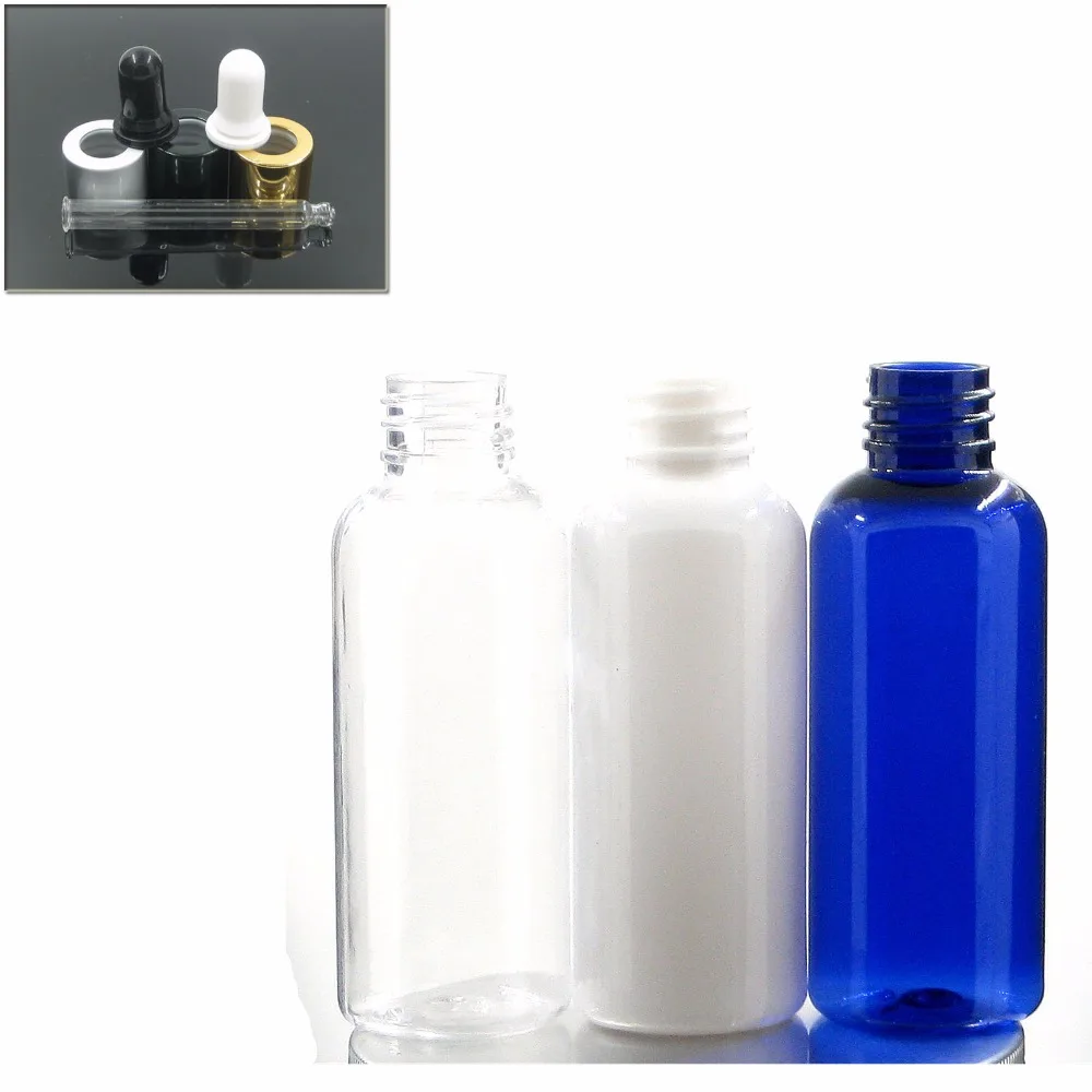 50 мл пустая белая/прозрачная/синяя ПЭТ-бутылка с золотом/серебром/Черный