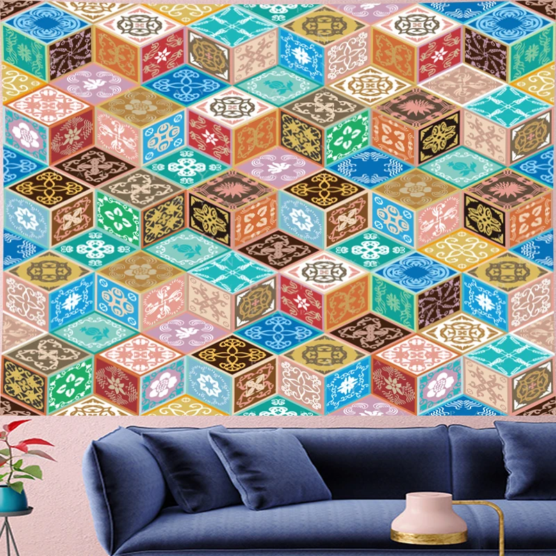 

Nordic Style Classical 3D geometric Tapestry Vintage boho home decor goblen Retro psychedelic Yoga Mat Wall Hanging home decor
