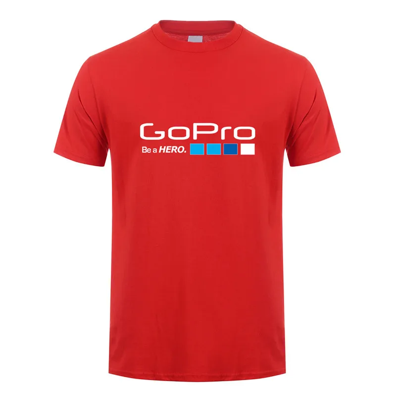Red Летняя футболка Go Pro GoPro, топы для мужчин, короткий рукав, хлопок, Мужская футболка be a hero, мужские футболки, DS-015 - Цвет: Red
