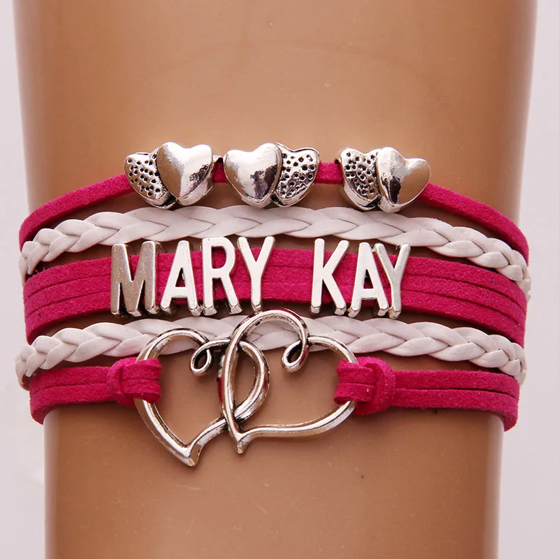 (10 шт./лот) Infinity Love MARY KAY Подвеска для браслета в форме сердца кожаные браслеты с
