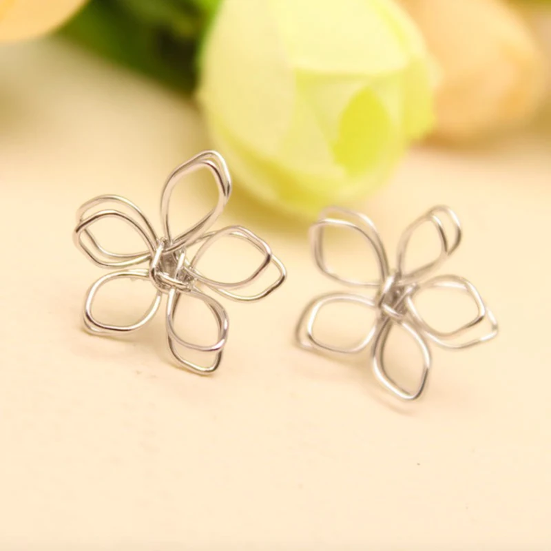 Корейский Стиль Горячая Hand Made Тканые Трехмерной Полые цветы Лотоса Серьги