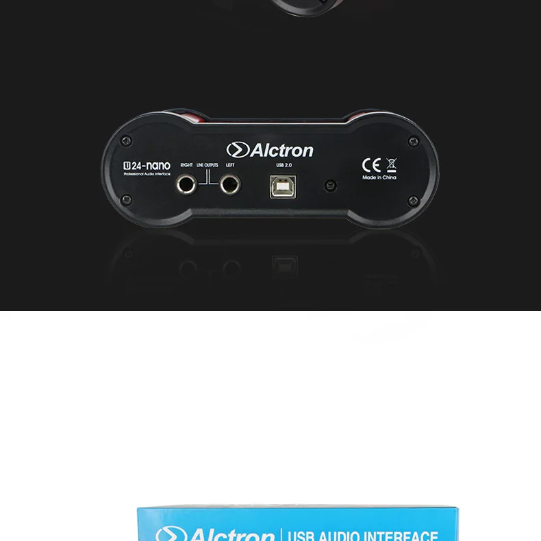 Alctron U24nano 24 бит Портативный USB аудио интерфейс внешняя Запись Звуковая карта с 48 В фантомное питание для прямой трансляции