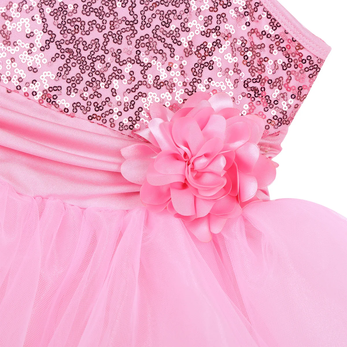 iiniim Flower Girls Dress One-Shoulder Sequins Reflective Costumes Ballerina for Kids Ballet Dance Gymnastics Leotard Tutu | Детская
