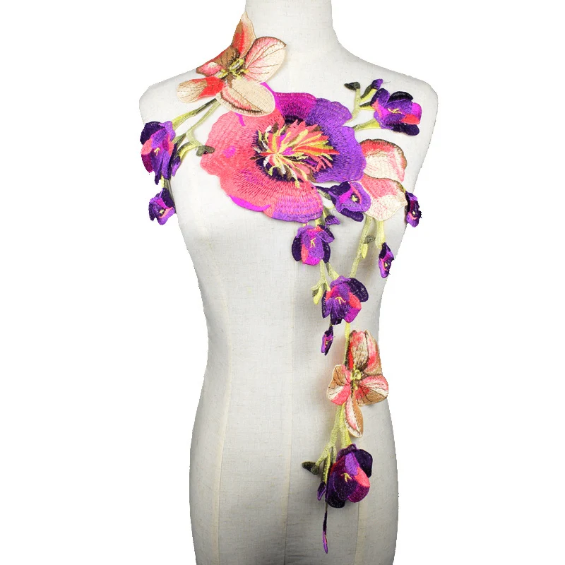 1 шт. с большим цветком платье кружевом и вышивкой воротник отделка одежды ткани