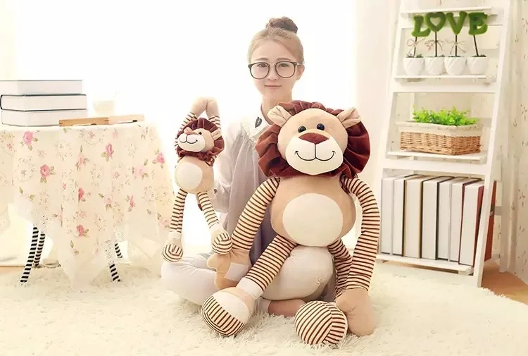 

100% new arrival cartoon stripes lion plush toy soft pillow christmas gift b1357