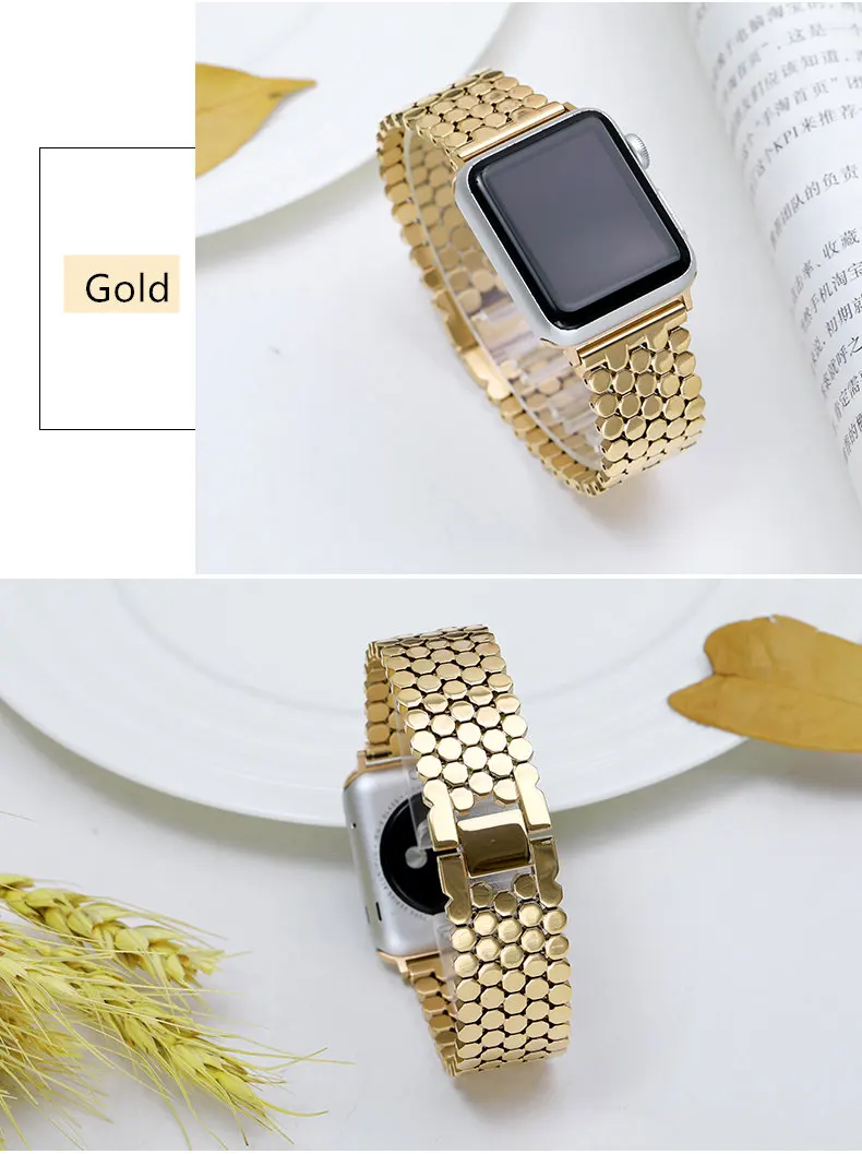 Ремешок из нержавеющей стали для Apple watch 38 мм 42 мм iwatch 4 группа 44 мм 40 мм Блестящий металлический браслет для Apple watch 5 4 3 2