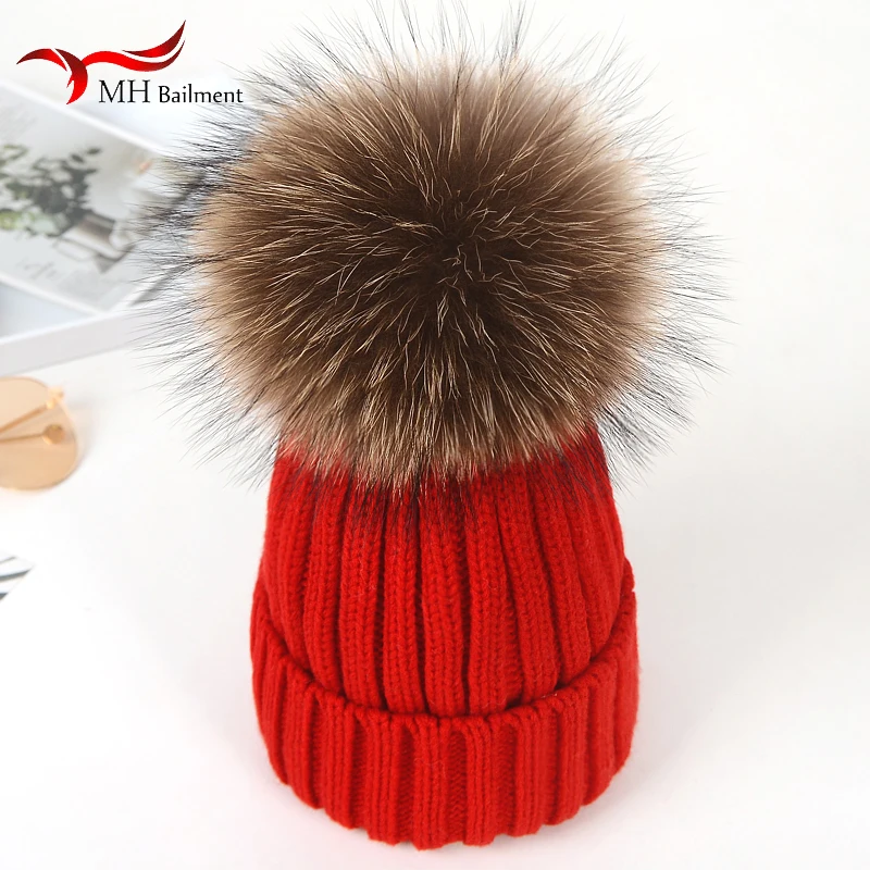 Женская плотная теплая вязаная шапка из дышащего меха осень-зима новая детская