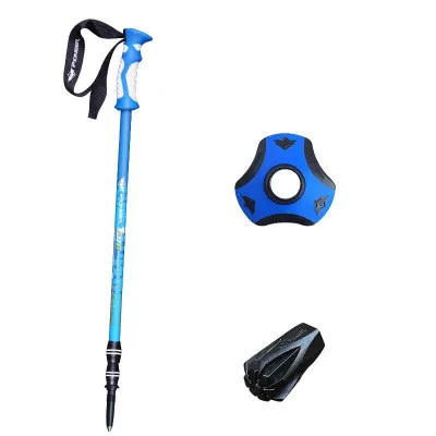 blue Walking Sticks Pioneer анти шок трости складные, для горного туризма Пеший Туризм Трость-альпеншток трости открытый трость для кемпинга лыжные палки - Цвет: blue Walking Sticks