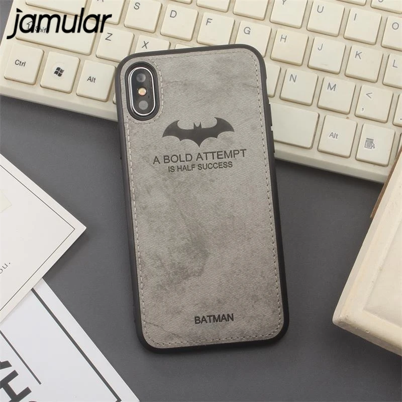 JAMULAR Batman Cloth Phone Cases For iPhone X 10 XS MAX XR 7 8 6 6s Plus Ultra Thin Soft Silicone Back Cover Shell |