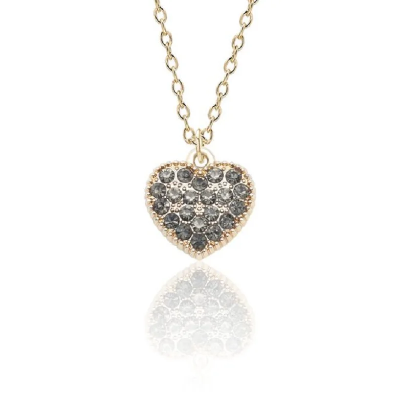 Exquisite fashion simple alloy rhinestone love necklace multi-color full heart DIY heart-shaped cute hanging | Украшения и